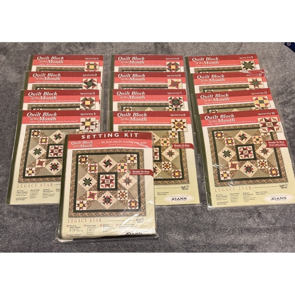 Lot 12 Quilt Blocks Collection "Legacy Star" Pattern Sets & Setting Kit Sealed